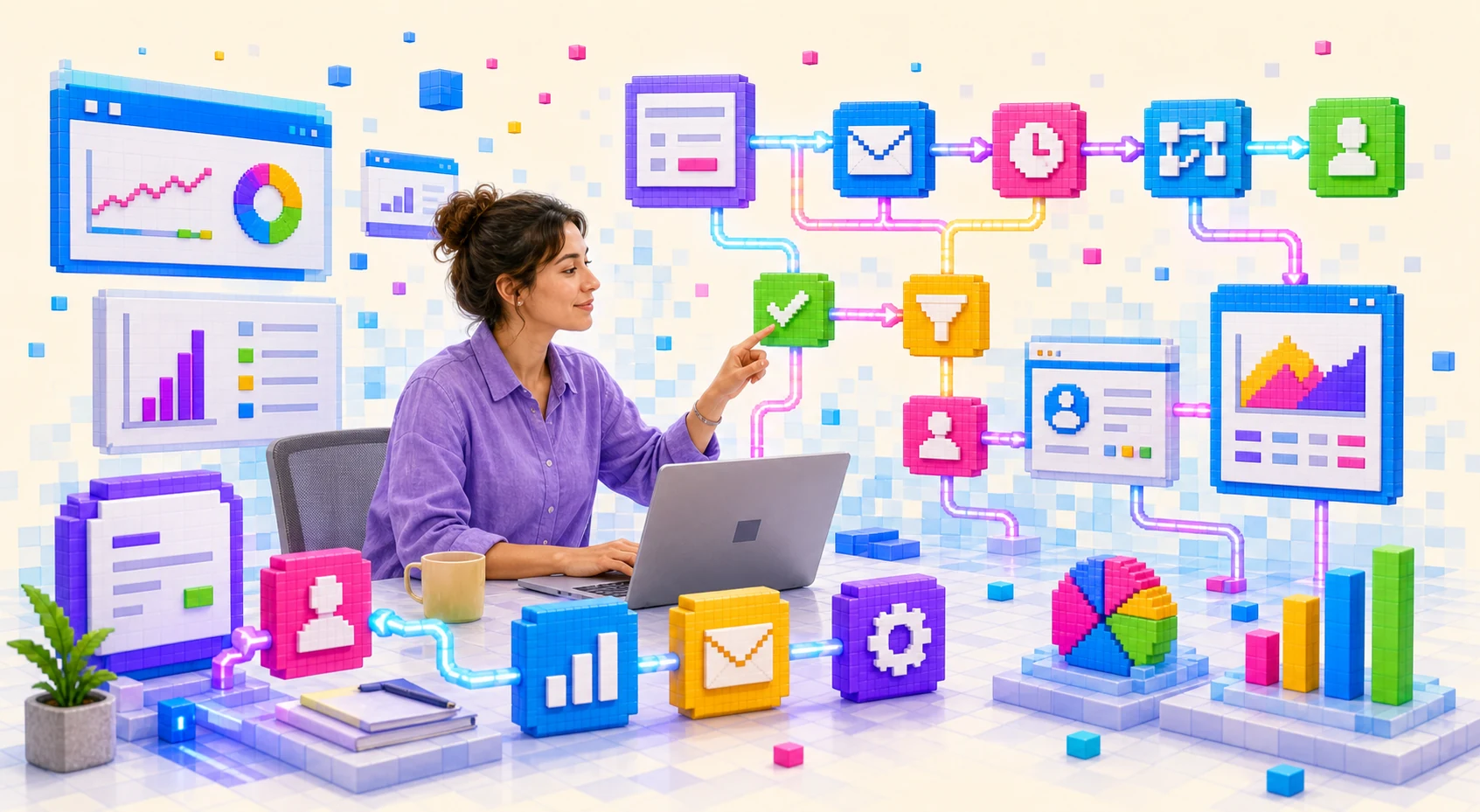 Analytics automation digital world visual example