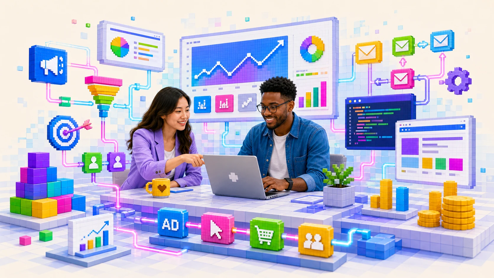 Search advertising analytics and campaign planning visual